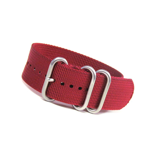 Burgundy 3-Ring Ballistic Nylon Watch Strap | Panatime.com