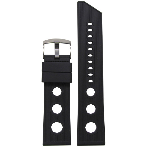 Black Bonetto Cinturini Model 321 Hex Rally - Genuine NBR Italian Rubber Watch Strap | Panatime.com