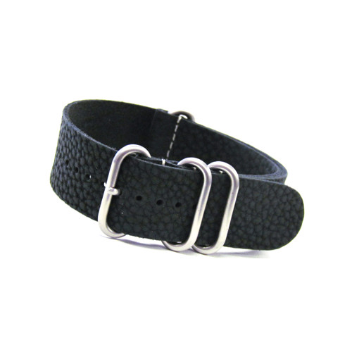 Black Grain 4-Ring Classic Leather Watch Strap | Panatime.com