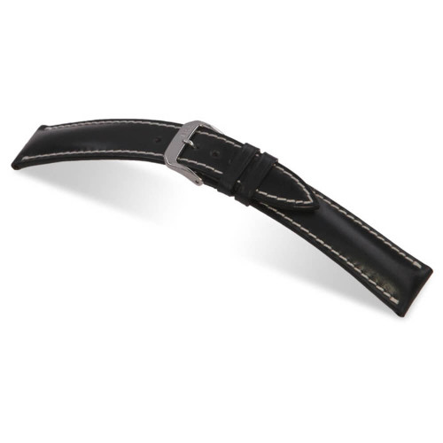 RIOS1931 Black New York, Genuine Shell Cordovan Leather Watch Strap | Panatime.com