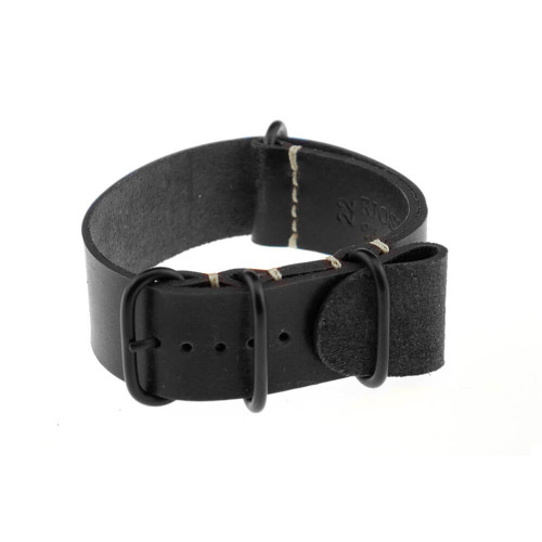 Black RIOS1931 Oslo, Genuine Vintage Leather | One-Piece Strap (4 PVD Rings)