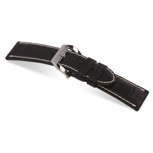 RIOS1931 Black Modena Genuine Alligator Watch Strap For Panerai | Panatime.com