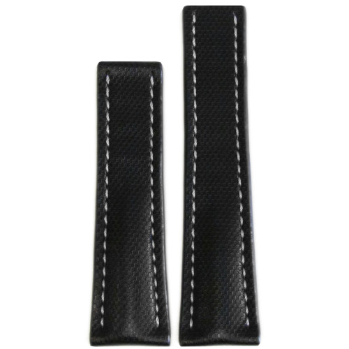 22mm Black "KVLR" Style Waterproof Synthetic Watch Strap with White Stitching for Breitling Deploy (22x18) | Panatime.com