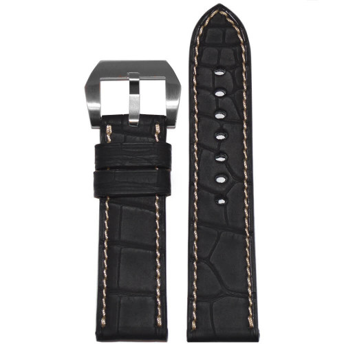 Black Padded Genuine Alligator with Caoutchouc Coating (Water Resistant) | Panatime.com