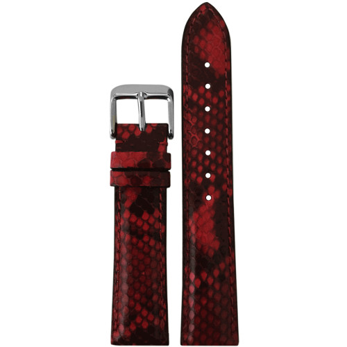 16mm LS2020  Hadley Roma Ladies Red Genuine Python Skin Watch Strap with Match Stitching | Panatime.com