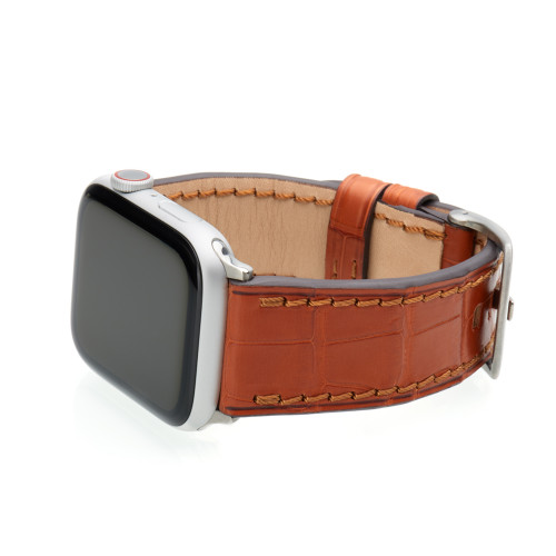 Cognac Genuine Alligator Watch Band For Apple Watch | Panatime.com