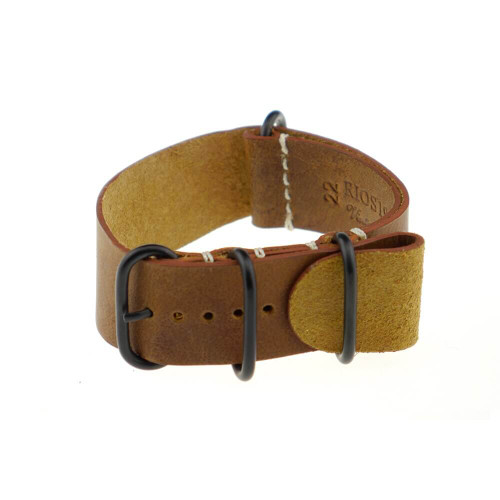 Cognac RIOS1931 Oslo, Genuine Vintage Leather | One-Piece Strap (4 PVD Rings)