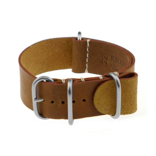 Cognac RIOS1931 Copenhagen, Vintage Leather | One-Piece (4 Brushed Rings) | Panatime.com