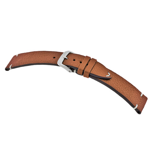 Cognac RIOS1931 Inzell - Certified Organic Leather Watch Band with Minimal Stitching