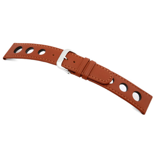 RIOS1931 Cognac Racing, Cow Leather Watch Strap with Racing Holes | Panatime.com