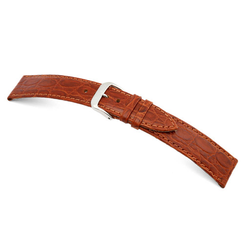 Cognac RIOS1931 Brazil, Embossed Crocodile Grain Leather Watch Band | Panatime.com