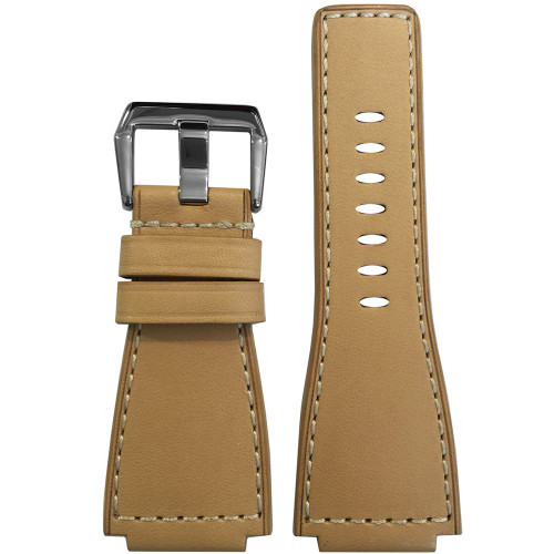 Tanned Leather Watch Band | Creme | White Stitch | For Bell & Ross | Panatime.com