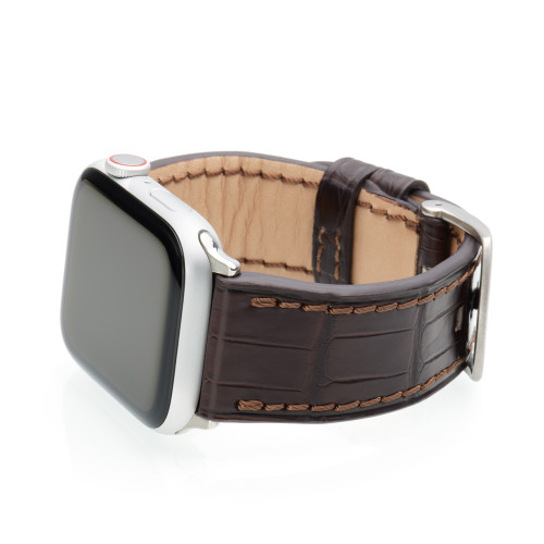 Mocha Genuine Alligator Watch Band For Apple Watch | Panatime.com