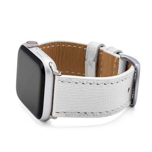 White French | Leather Watch Band with Match Stitching for Apple Watch