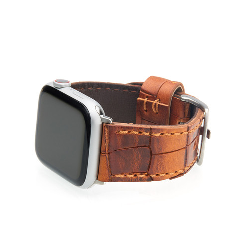 Golden Vintage Gator Leather | Fits 42mm Apple Watches | Panatime.com