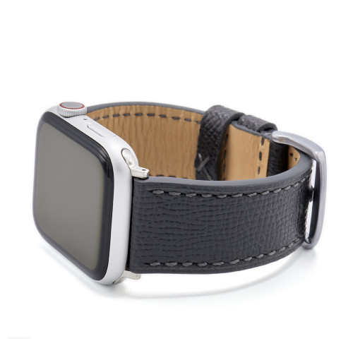 Graphite French | Leather Watch Band with Match Stitching for Apple Watch