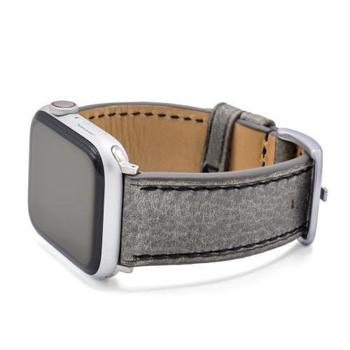 Oxford | Stone Grey Vintage Leather Watch Band with Black Stitching for Apple Watch