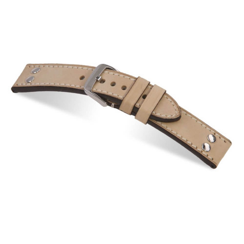 RIOS1931 Honey Chesterfield, Genuine Vintage Leather Watch Strap with Rivets | Panatime.com