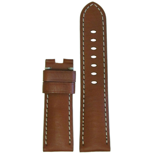 Vintage Leather Watch Band | Light Brown | White Stitch | For Panerai Deploy | Panatime.com