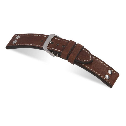 RIOS1931 Mahogany Chesterfield, Genuine Vintage Leather Watch Strap with Rivets | Panatime.com