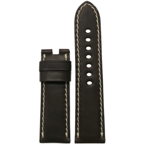 22mm Mocha Shell Cordovan Leather Watch Strap with White Stitching for Panerai Deploy | Panatime.com