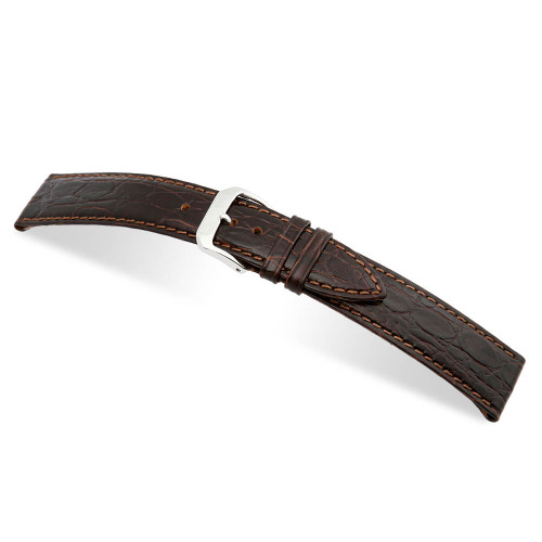 Mocha RIOS1931 Brazil, Embossed Crocodile Grain Leather Watch Band | Panatime.com