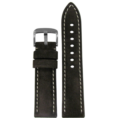 Velours Watch Band | Mocha | White Stitch | Panatime.com