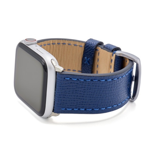 Navy French | Leather Watch Band with Match Stitching for Apple Watch