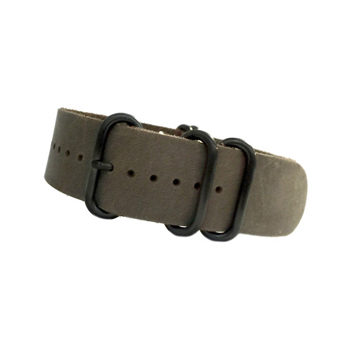 Brown 5-Ring PVD Natural Vintage Leather One-Piece Watch Strap | Panatime.com