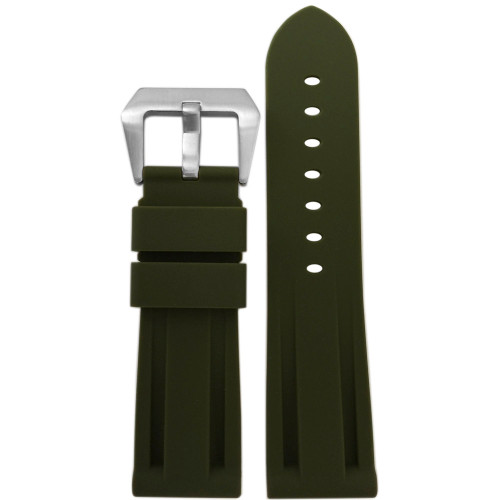 24mm Olive Original New Style Waterproof Rubber Diver Watch Strap For Panerai | Panatime.com