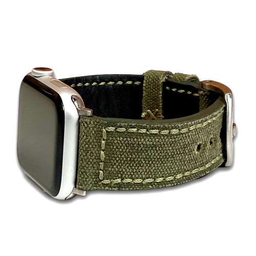 Olive Drab RIOS1931 Maryland - Genuine Canvas Vintage Watch Band | For 42mm Apple Watch