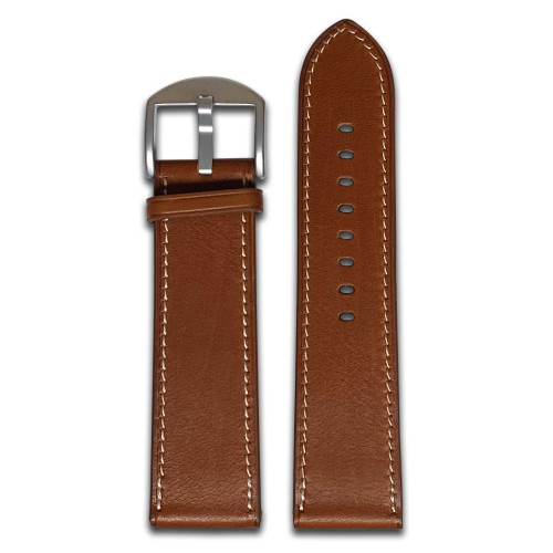 Hermes Leather Watch Band | Cognac | Cream White Stitch | 2.7mm | Panatime.com