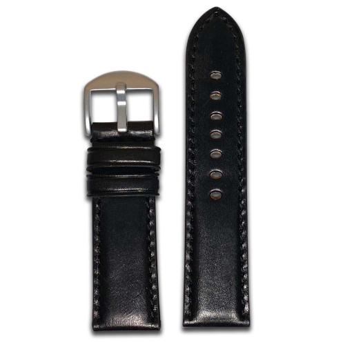 Oak Leather Watch Band | Black | Match Stitch | For Panerai | Panatime.com