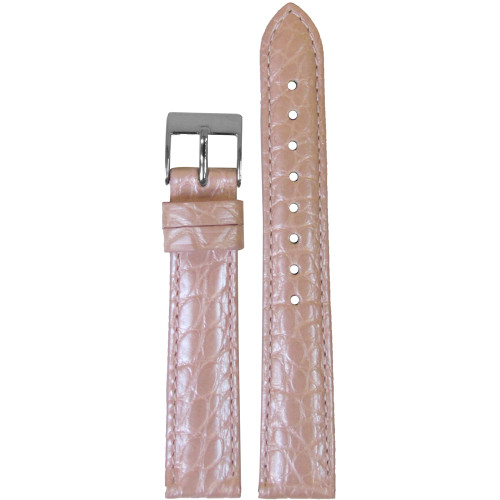 16mm Pearl Pink Genuine Crocodile, Handmade Watch Strap with Match Stitching (for Michele) | Panatime.com