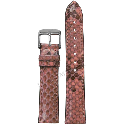 16mm Hadley Roma LS2020 Ladies Pink Genuine Python Skin Watch Strap with Match Stitching | Panatime.com