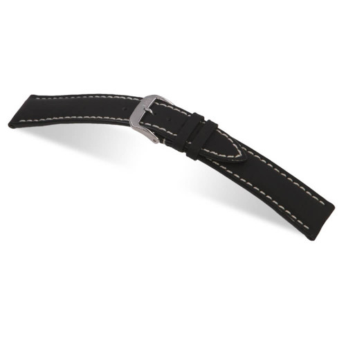 RIOS1931 Black Polo, Leather - Caoutchouc Lamination (Water Resistant) Watch Strap | Panatime.com