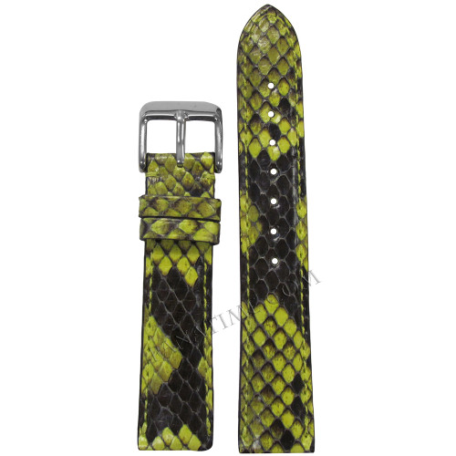 16mm Hadley Roma LS2020 Ladies Lime Genuine Python Skin Watch Strap with Match Stitching | Panatime.com