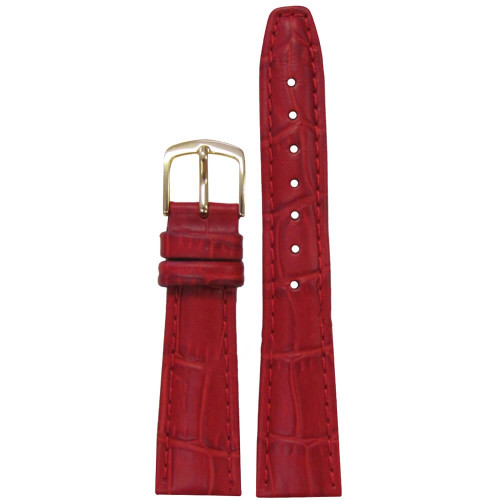 16mm Red Leather Semi-Matte Alligator Grain, Ladies Classic (LS135) | Panatime.com