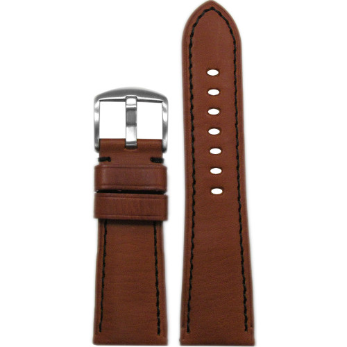 26mm Rou HZ Vintage Leather Watch Strap with Black Stitching for Panerai Radiomir | Panatime.com