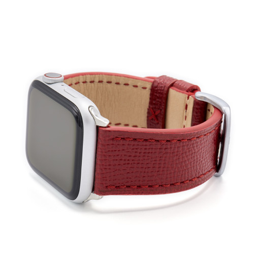 Ruby French | Leather Watch Band with Match Stitching for Apple Watch