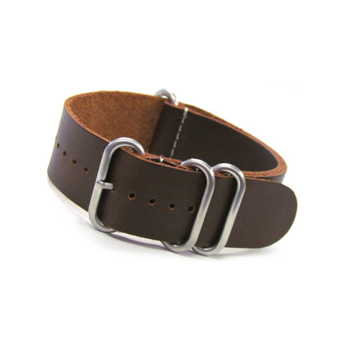 Smooth Brown 4-Ring Classic Leather Watch Strap | Panatime.com