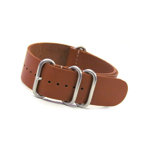 Smooth Light Brown 4-Ring Classic Leather Watch Strap | Panatime.com