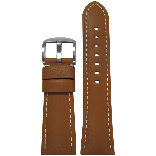 Tan Soft Calf Leather Watch Strap with White Stitching for Panerai Radiomir | Panatime.com