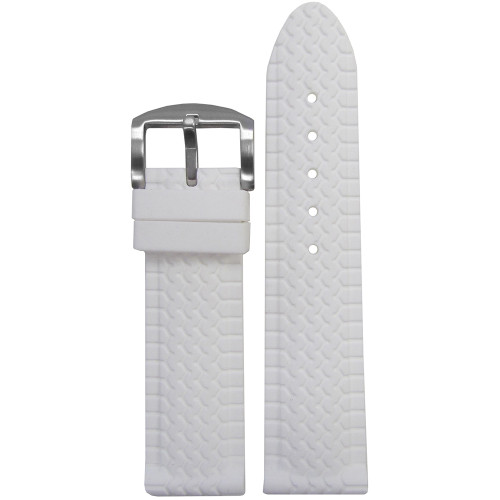 White Tire Track Waterproof Rubber Watch Strap | Panatime.com