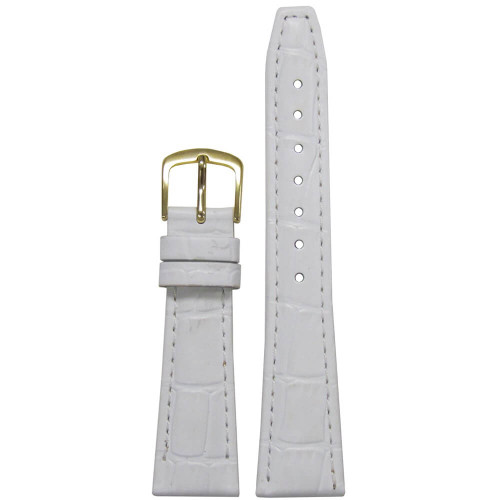 20mm White Leather Semi-Matte Alligator Grain, Ladies Classic (LS135) | Panatime.com