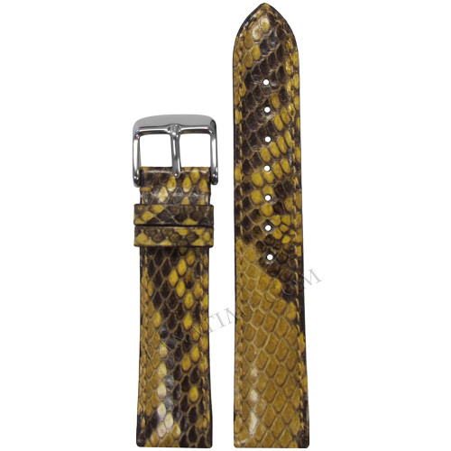 18mm Hadley Roma LS2020 Ladies Yellow Genuine Python Skin Watch Strap with Match Stitching | Panatime.com